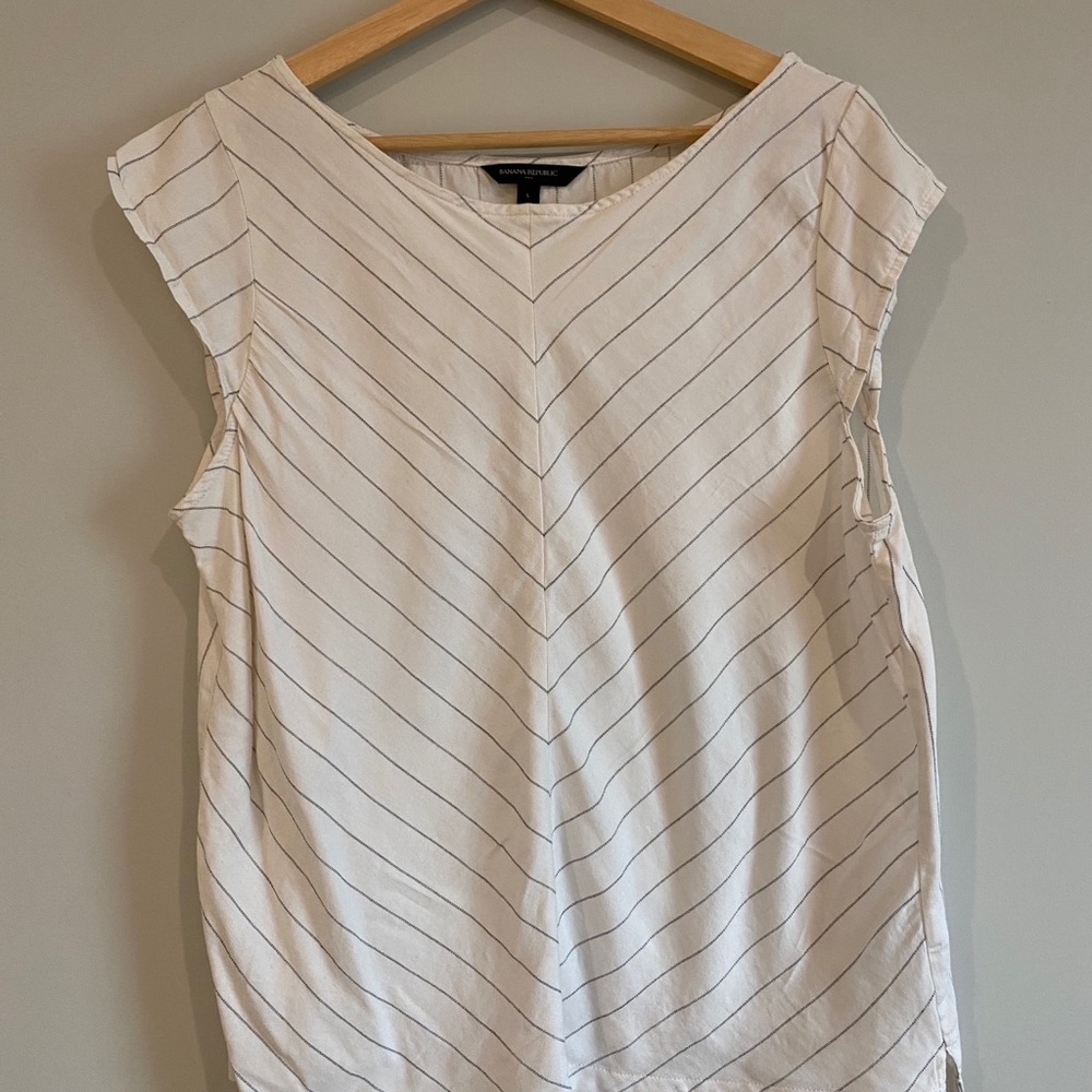 White chevron print cotton tank top